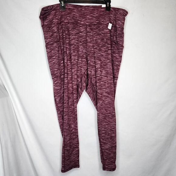 4X Plussize Super High Rise Red Space Dye Pocket Luxe Legging Stretch Activewear - Picture 2 of 8